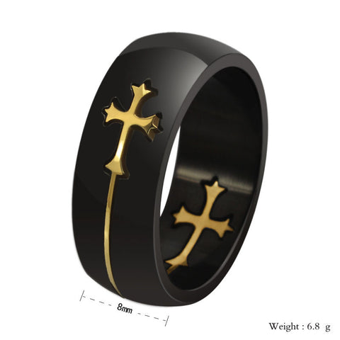 2017 New Fashion Hot Sale Cross Detachable Design Stainless Steel Men's Finger Ring anel masculino