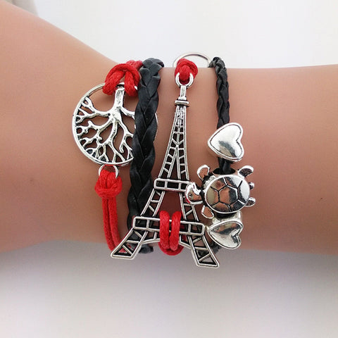 Eiffel Tower, Turtle & Tree Bracelet